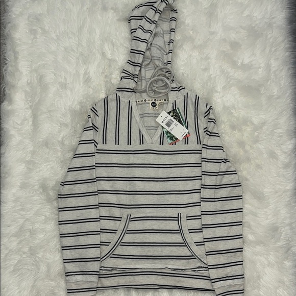 Roxy Striped Gray Hoodie small - Picture 1 of 5